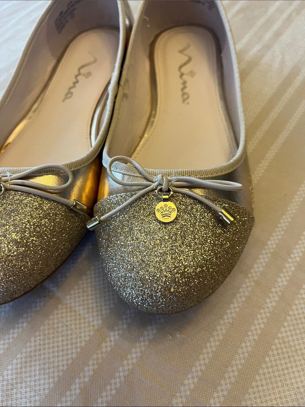 Girls' Gold Glitter Ballet Flats -